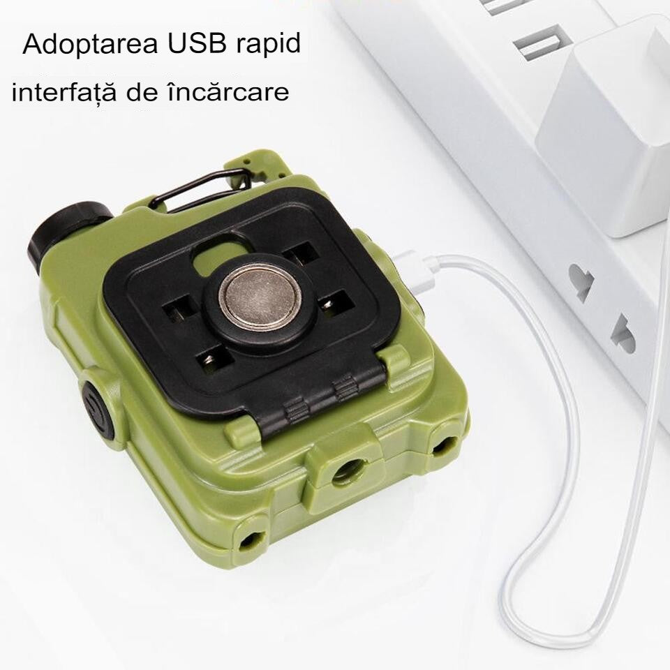 Lanterna Mini de Buzunar Tip Breloc, Incarcare prin USB Type C, Multifunctionala, pentru Exterior, Camping, Alpinism, Ciclism, Mini Lanterna Elvis, 6.1 x 5 x 2.5 cm, Lumina Puternica, Culoare Verde
