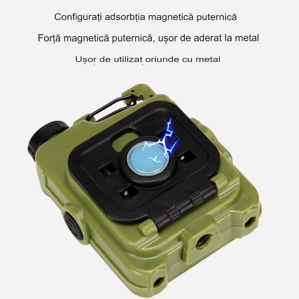 Lanterna Mini de Buzunar Tip Breloc, Incarcare prin USB Type C, Multifunctionala, pentru Exterior, Camping, Alpinism, Ciclism, Mini Lanterna Elvis, 6.1 x 5 x 2.5 cm, Lumina Puternica, Culoare Verde