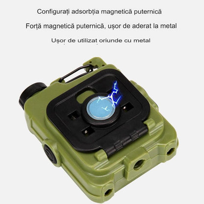 Lanterna Mini de Buzunar Tip Breloc, Incarcare prin USB Type C, Multifunctionala, pentru Exterior, Camping, Alpinism, Ciclism, Mini Lanterna Elvis, 6.1 x 5 x 2.5 cm, Lumina Puternica, Culoare Verde