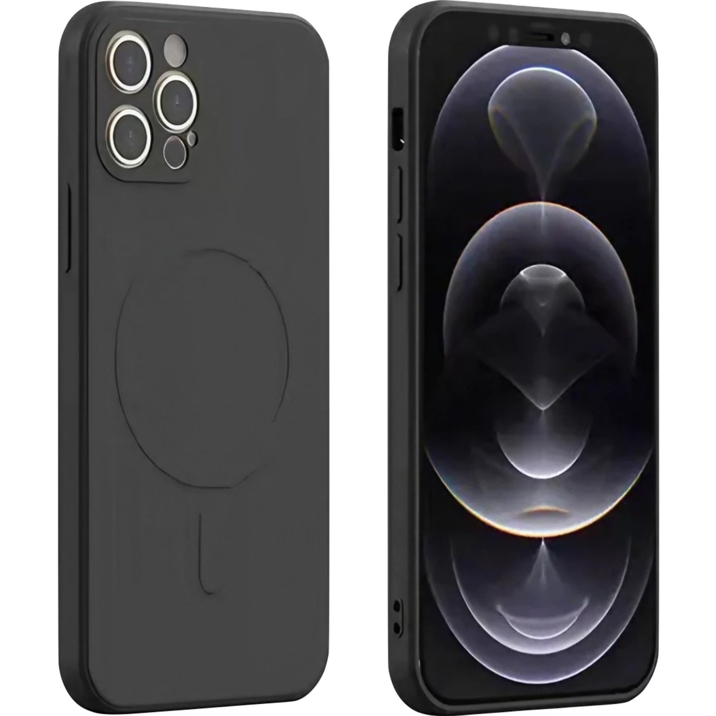 Husa protectie compatibila cu iPhone 12 Pro (6.1), Liquid MagSafe, ring-shaped, magnetica, Negru