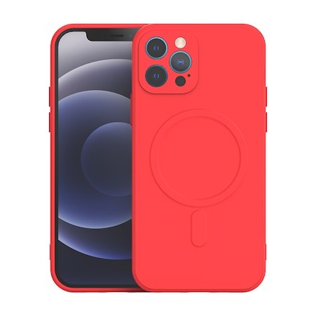 Husa protectie compatibila cu iPhone 13 Pro (6.1) , Liquid MagSafe, ring-shaped, magnetica, Rosu
