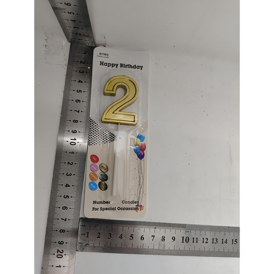 Lumanare pentru Tort Cifra 2, 4.8 cm, Aniversare, Aurie
