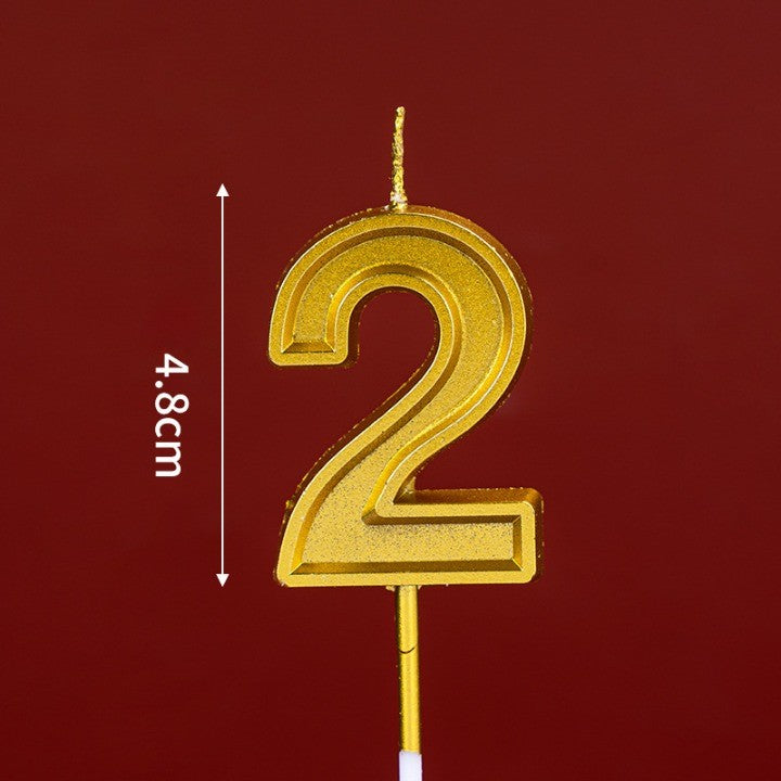 Lumanare pentru Tort Cifra 2, 4.8 cm, Aniversare, Aurie