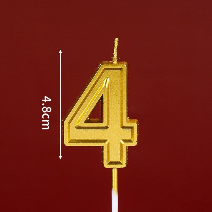 Lumanare pentru Tort Cifra 4, 4.8 cm, Anivesare, Aurie