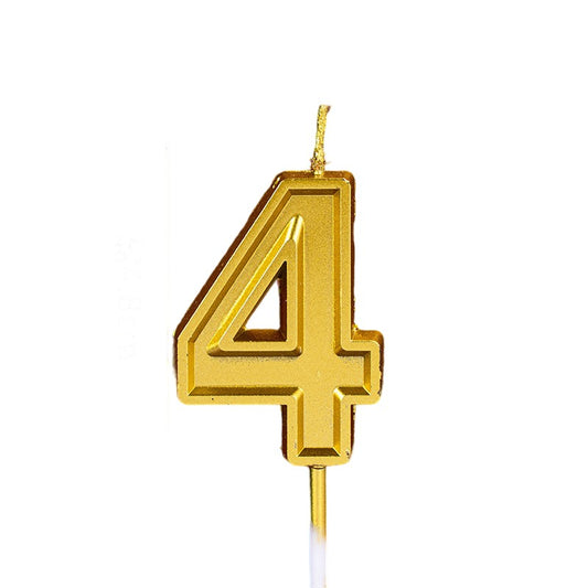 Lumanare pentru Tort Cifra 4, 4.8 cm, Anivesare, Aurie