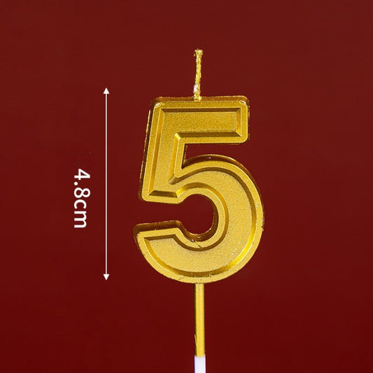 Lumanare pentru Tort Cifra 5, 4.8 cm, Aniversare, Aurie