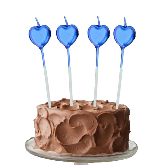 Lumanare de Tort, Model Inima, Party, 8.5 x 3 cm, Albastru