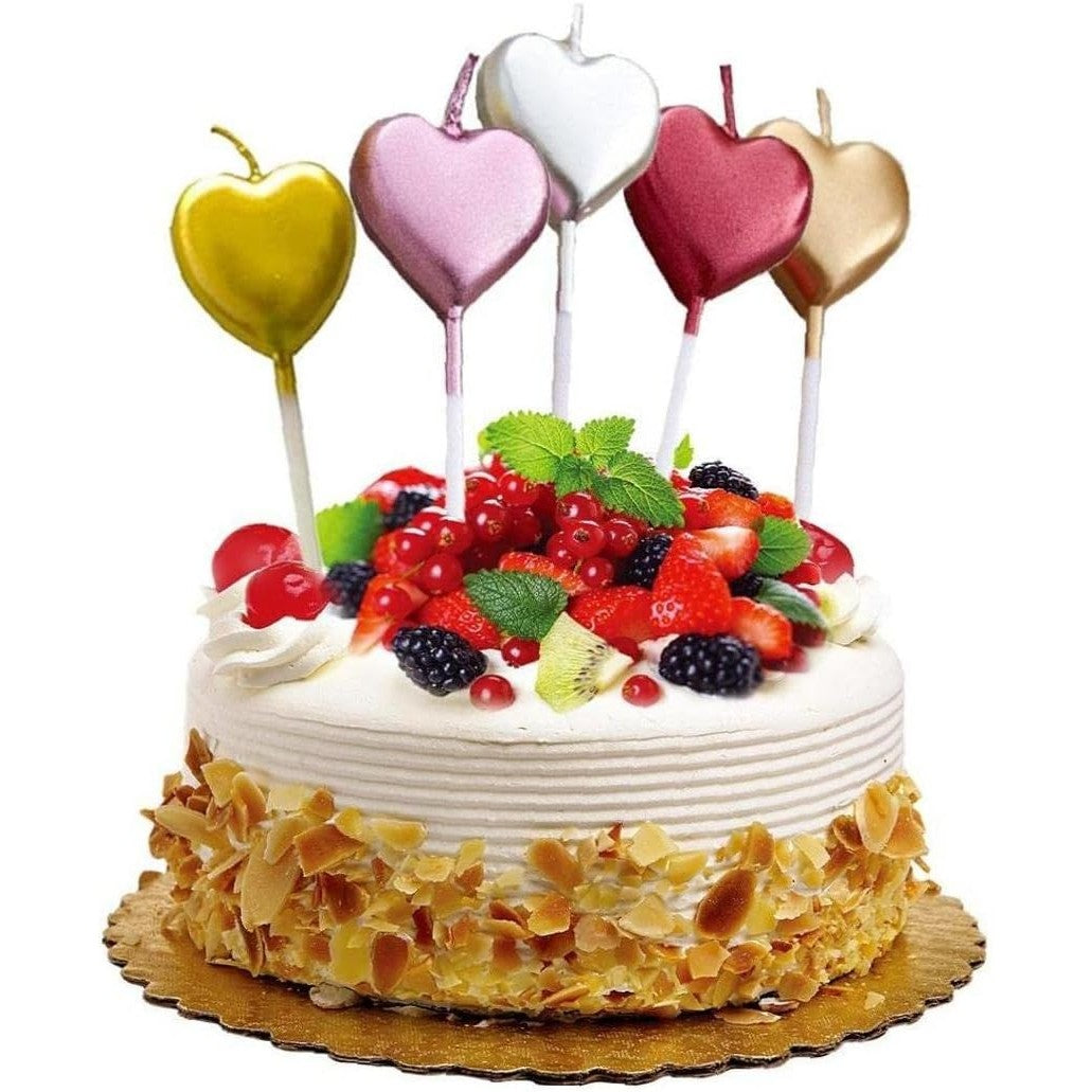 Lumanare de Tort, Model Inima, Party, 8.5 x 3 cm, Argintiu