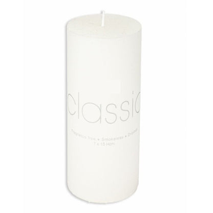 Lumanare Decorativa, din Parafina, Cilindrica, Fara Fum si Fara Parfum, 7 x 15 cm, 500 g, Ardere 72h, Ivory Alb