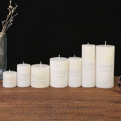 Lumanare Decorativa, din Parafina, Cilindrica, Fara Fum si Fara Parfum, 7 x 7 cm, 260 g, Ardere 36h, Ivory Alb