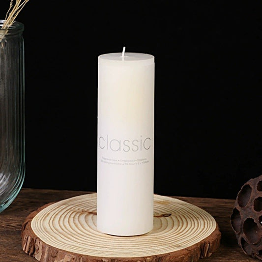 Lumanare Decorativa, din Parafina, Cilindrica, Fara Fum si Fara Parfum, 5 x 15 cm, 260 g, Ardere 36h, Ivory Alb