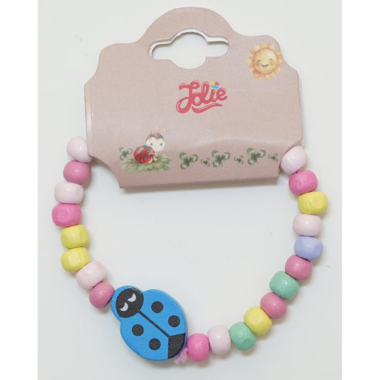 Martisor Bratara Curcubeu pentru Copii, Elastica, din Lemn, Model 5