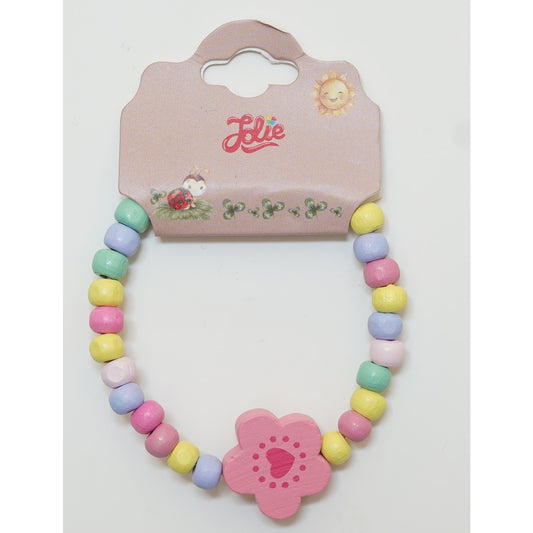 Martisor Bratara Curcubeu pentru Copii, Elastica, din Lemn, Model 7