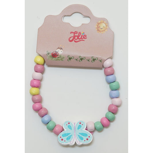 Martisor Bratara Curcubeu pentru Copii, Elastica, din Lemn, Model 8
