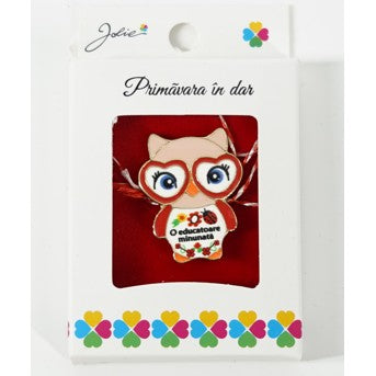 Martisor Brosa Mica in Cutie, Dimensiune Brosa 2.5-3 cm, Material Metal, Model "O educatoare minunata"