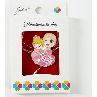 Martisor Brosa Mica in Cutie, Dimensiune Brosa 2.5-3 cm, Material Metal, Model "O minune pentru bunica"
