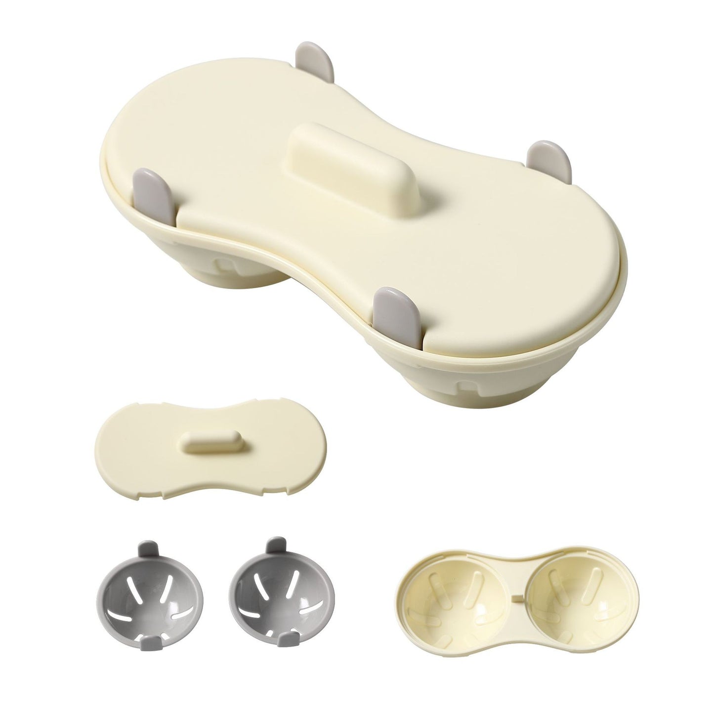 Recipient Dublu pentru Oua, din Plastic, pentru Gatit la Microunde, 22 x 11.8 x 8 cm, Gri