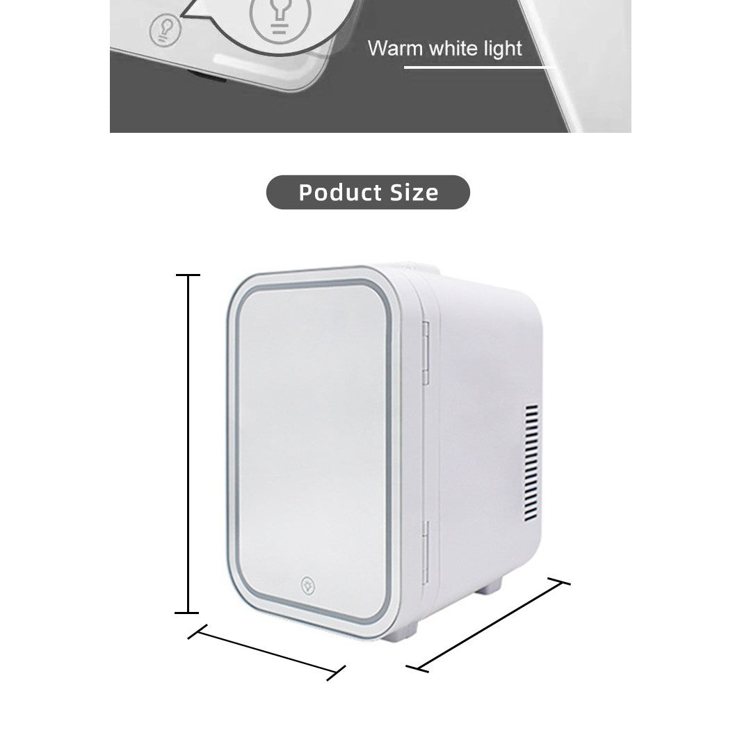 Mini frigider cosmetice, dubla functie de incalzire/racire, portabil, 8L, alb