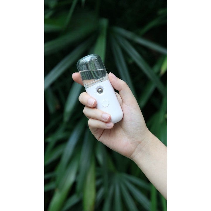 Spray de Hidratare Facială cu Tehnologie Nano, Hidratare, Igienizare, Abur Rece, Încărcare USB, Capacitate 30 mL, 10cm, Alb
