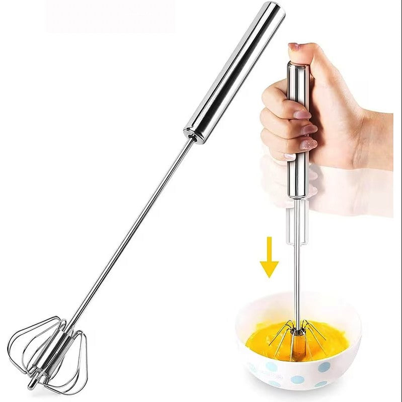 Mixer Manual, pentru Oua Smantana Frisca Aluat, Maner Otel Inoxidabil, Usor de Utilizat si Depozitat, 29 x 7 cm, Argintiu