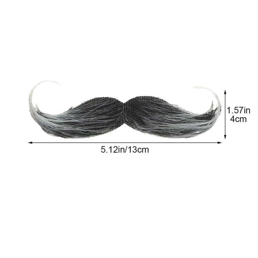 Mustata Falsa pentru Deghizari, Petreceri Tematice, din Panza, Autoadeziv, 13 x 4 cm, Model Grizonat 1, Negru/Alb