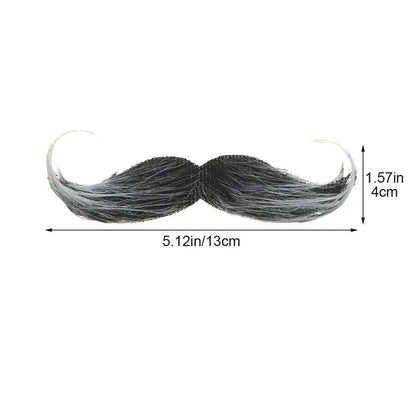 Mustata Falsa pentru Deghizari, Petreceri Tematice, din Panza, Autoadeziv, 13 x 4 cm, Model Grizonat 1, Negru/Alb