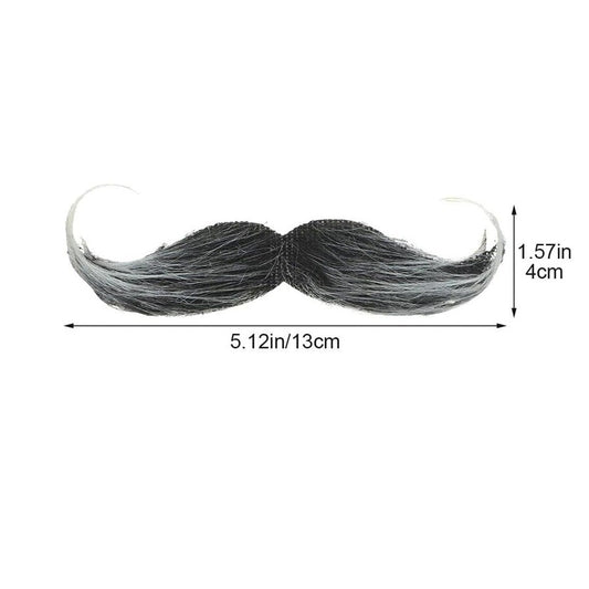Mustata Falsa pentru Deghizari, Petreceri Tematice, din Panza, Autoadeziv, 13 x 4 cm, Model Grizonat 1, Negru/Alb