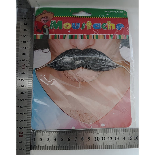 Mustata Falsa pentru Deghizari, Petreceri Tematice, din Panza, Autoadeziv, 13 x 3 cm, Model Grizonat 2, Negru/Alb
