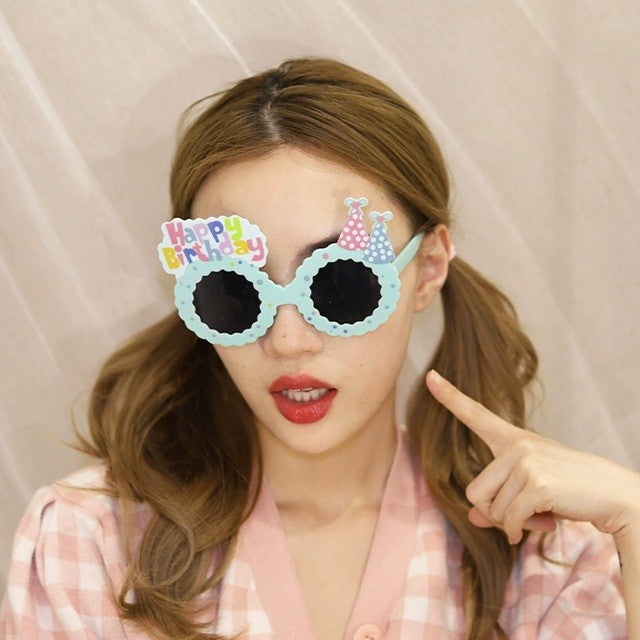 Ochelari Decorativi, pentru Petrecere, din ABS, Unisex, Model Happy Birthday, 13.5 x 8.5 cm, Albastru