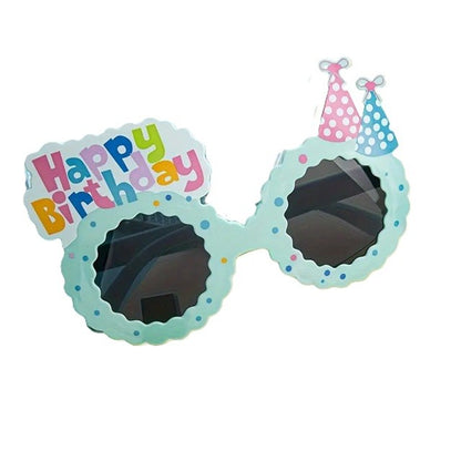 Ochelari Decorativi, pentru Petrecere, din ABS, Unisex, Model Happy Birthday, 13.5 x 8.5 cm, Albastru