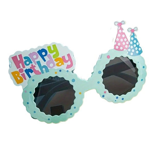 Ochelari Decorativi, pentru Petrecere, din ABS, Unisex, Model Happy Birthday, 13.5 x 8.5 cm, Albastru