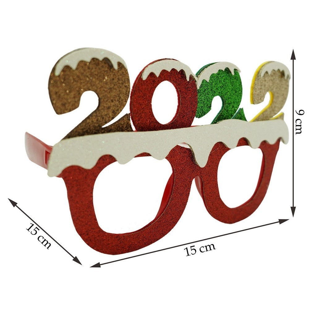 Ochelari petrecere de Revelion, 2022, Rosu, din Plastic si Poliester