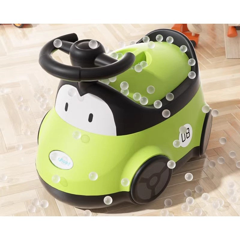 Olita pentru Copii, +1an, Portabila, Design Masinuta cu Capac, Model Prietenos, Non-Toxic, Compartiment Detasabil, Usor de Curatat, Verde