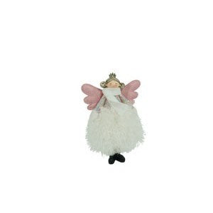 Ornament de Craciun ingeras, alb, textil, 26 cm