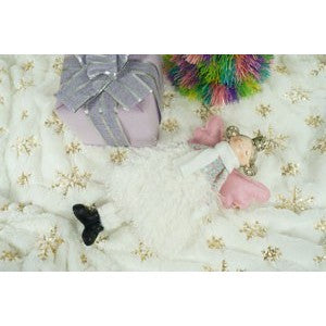 Ornament de Craciun ingeras, alb, textil, 26 cm