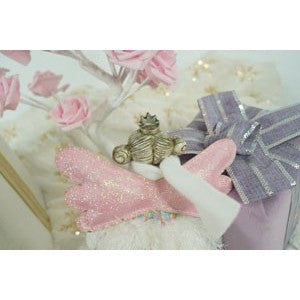 Ornament de Craciun ingeras, alb, textil, 26 cm