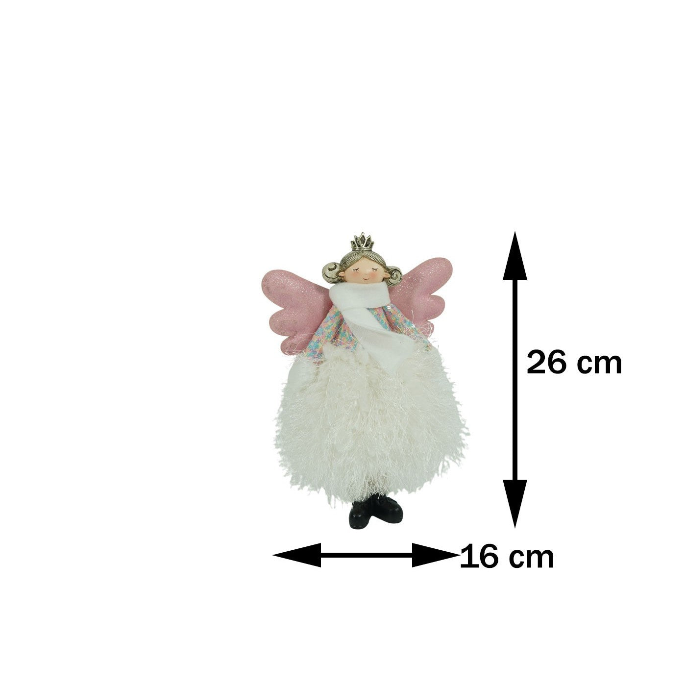Ornament de Craciun ingeras, alb, textil, 26 cm