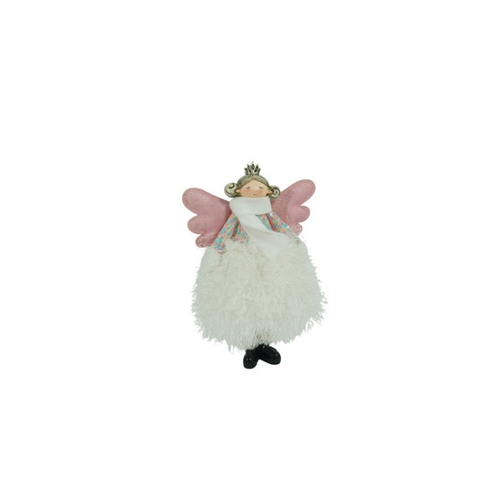 Ornament de Craciun ingeras, alb, textil, 26 cm