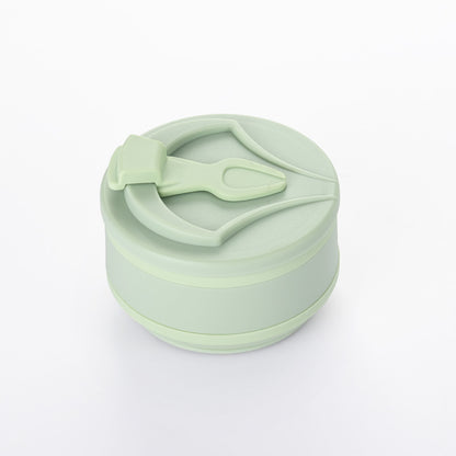 Pahar pliabil din silicon, pentru calatorii, camping, 350 ml,  8.2x6.3x9.1 cm, verde