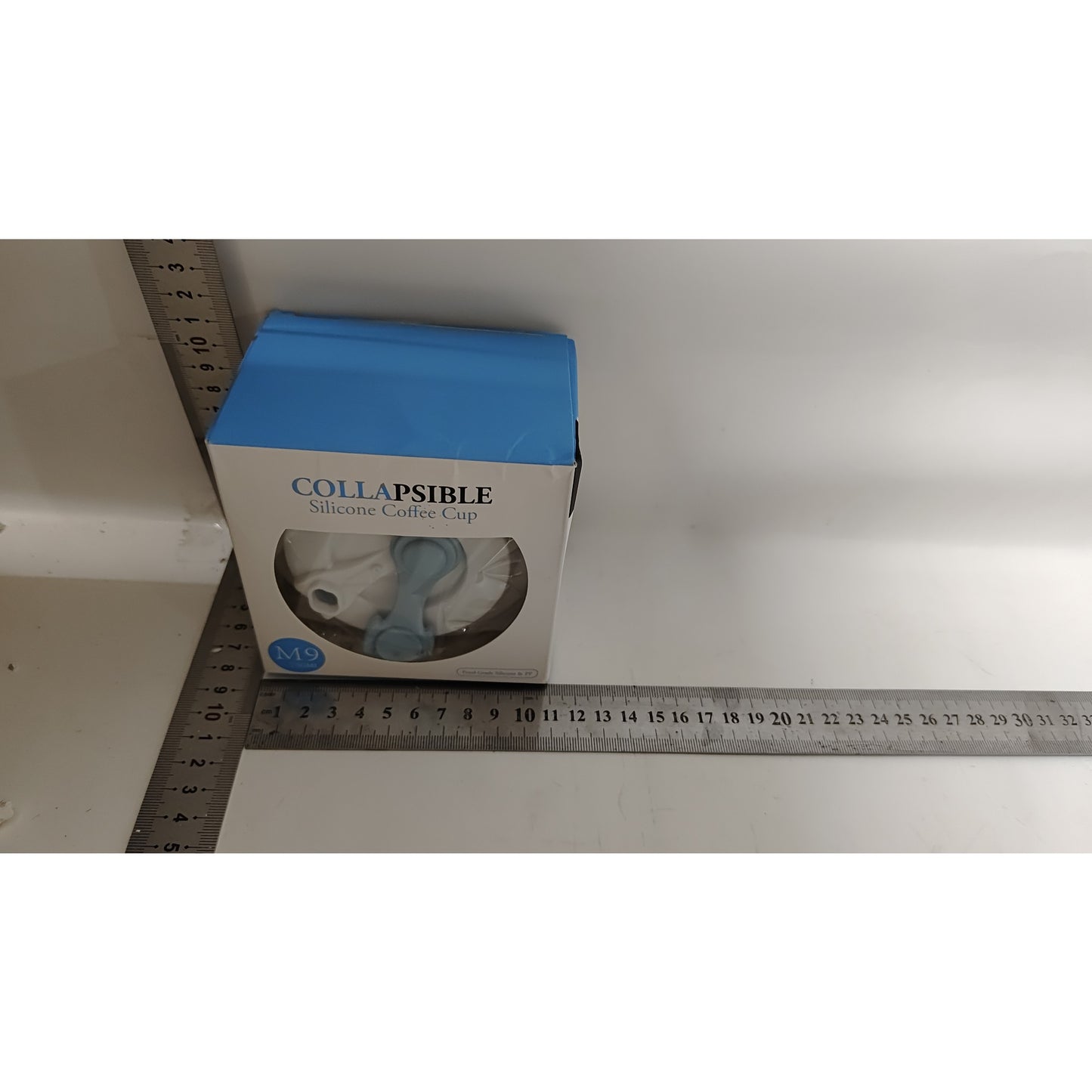 Pahar pliabil din silicon, pentru calatorii, camping, 750 ml, pai inclus, 11.6 x 19.3 cm, albastru