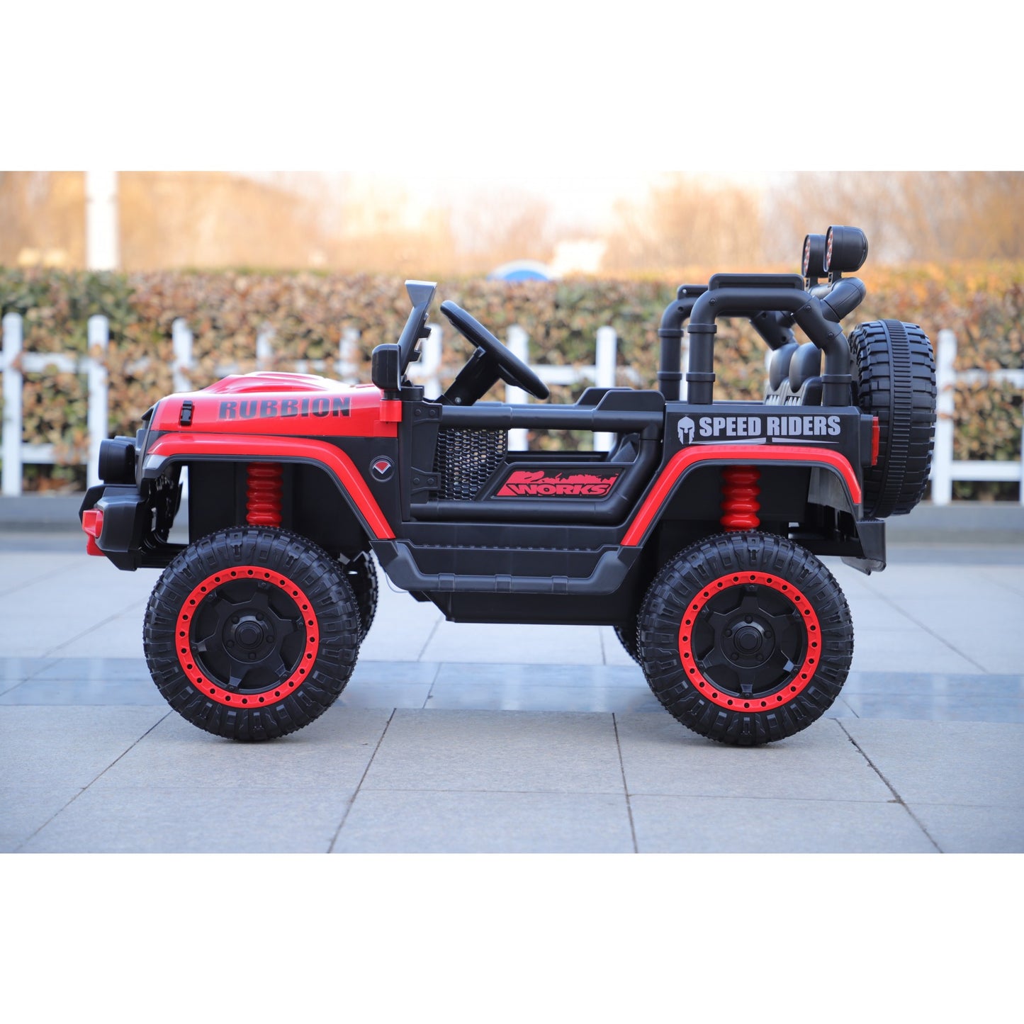 Mașină Electrică pentru Copii, Off-Road, Conectare Bluetooth, telecomandă, Tracțiune Integrală, Lumina Intermitenta, Baterie 12V 7Ah, 120x63x68cm, Rosu