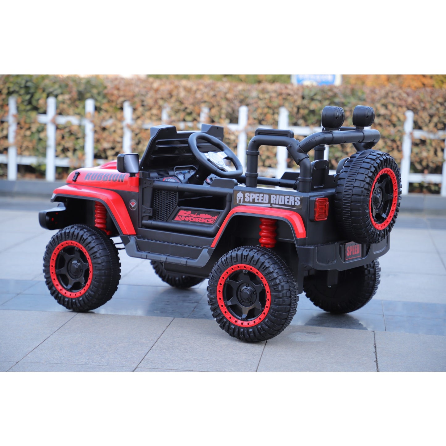 Mașină Electrică pentru Copii, Off-Road, Conectare Bluetooth, telecomandă, Tracțiune Integrală, Lumina Intermitenta, Baterie 12V 7Ah, 120x63x68cm, Rosu