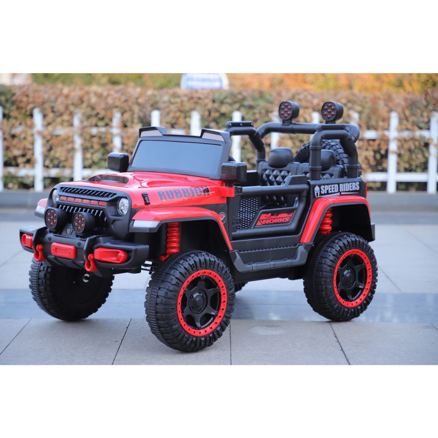 Mașină Electrică pentru Copii, Off-Road, Conectare Bluetooth, telecomandă, Tracțiune Integrală, Lumina Intermitenta, Baterie 12V 7Ah, 120x63x68cm, Rosu