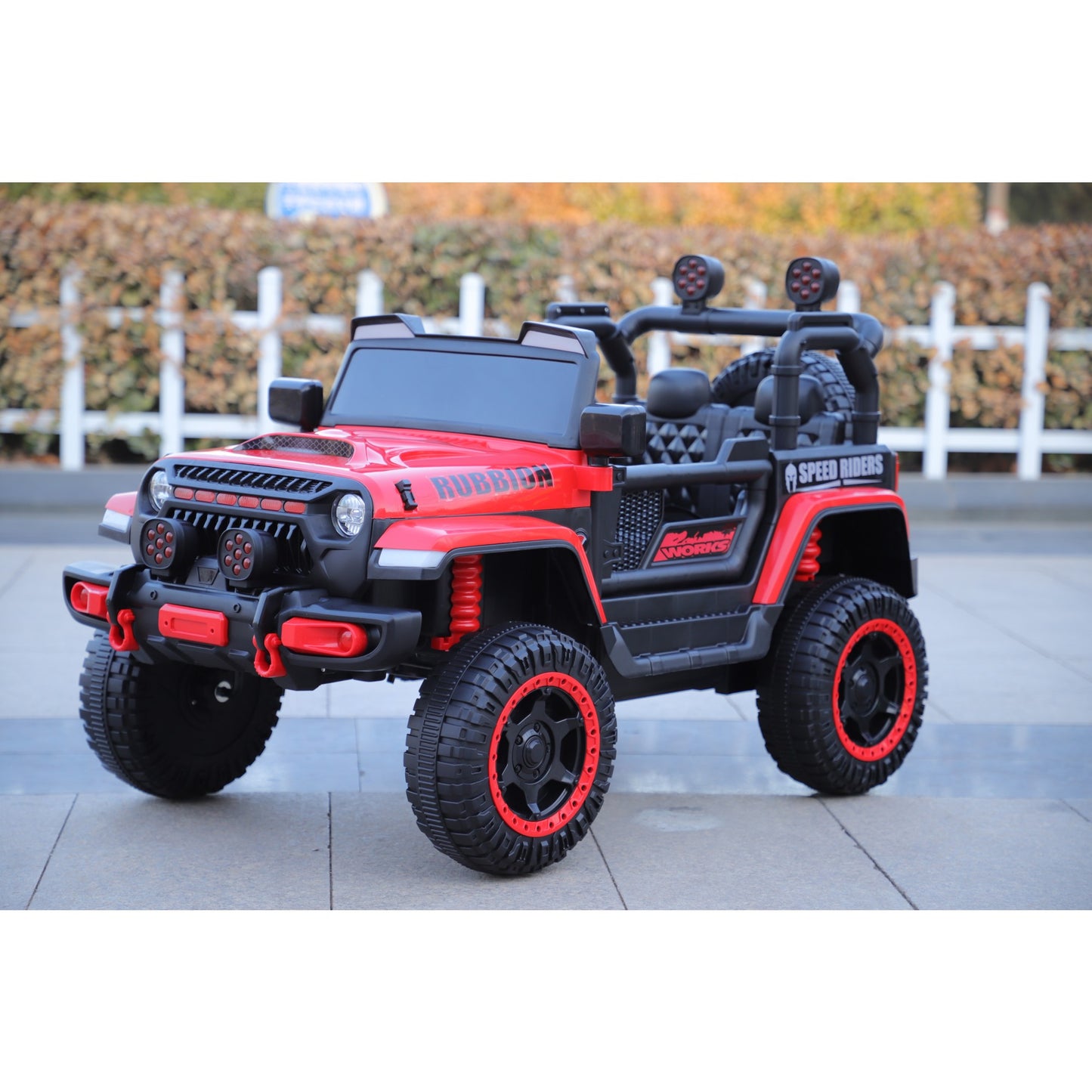 Mașină Electrică pentru Copii, Off-Road, Conectare Bluetooth, telecomandă, Tracțiune Integrală, Lumina Intermitenta, Baterie 12V 7Ah, 120x63x68cm, Rosu
