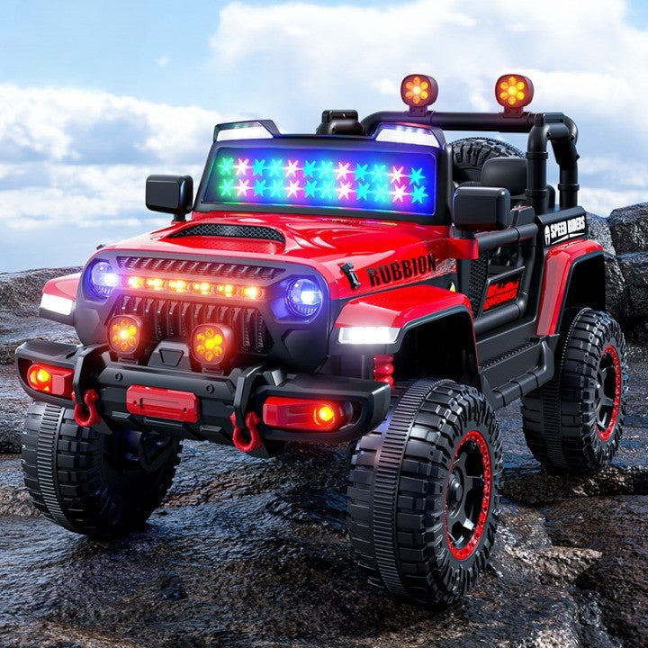 Mașină Electrică pentru Copii, Off-Road, Conectare Bluetooth, telecomandă, Tracțiune Integrală, Lumina Intermitenta, Baterie 12V 7Ah, 120x63x68cm, Rosu