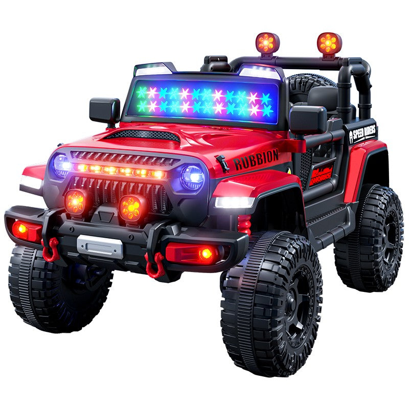 Mașină Electrică pentru Copii, Off-Road, Conectare Bluetooth, telecomandă, Tracțiune Integrală, Lumina Intermitenta, Baterie 12V 7Ah, 120x63x68cm, Rosu