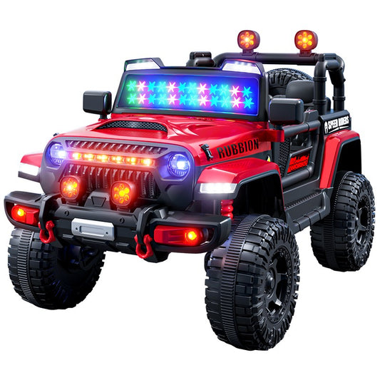 Mașină Electrică pentru Copii, Off-Road, Conectare Bluetooth, telecomandă, Tracțiune Integrală, Lumina Intermitenta, Baterie 12V 7Ah, 120x63x68cm, Rosu