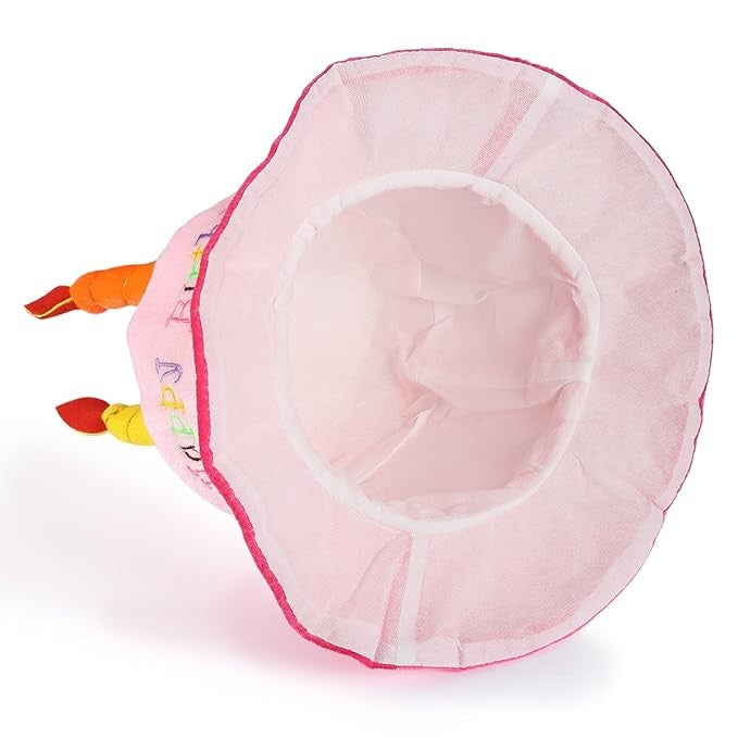 Palarie Happy Birthday, Accesoriu pentru Petrecere, Model Tort, Tematica Aniversare, 60x60x55 cm, Roz