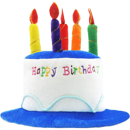 Palarie Happy Birthday, Accesoriu pentru Petrecere, Model Tort, Tematica Aniversare, 60x60x55 cm, Albastru