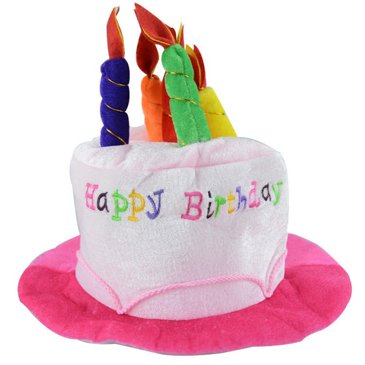 Palarie Happy Birthday, Accesoriu pentru Petrecere, Model Tort, Tematica Aniversare, 60x60x55 cm, Roz